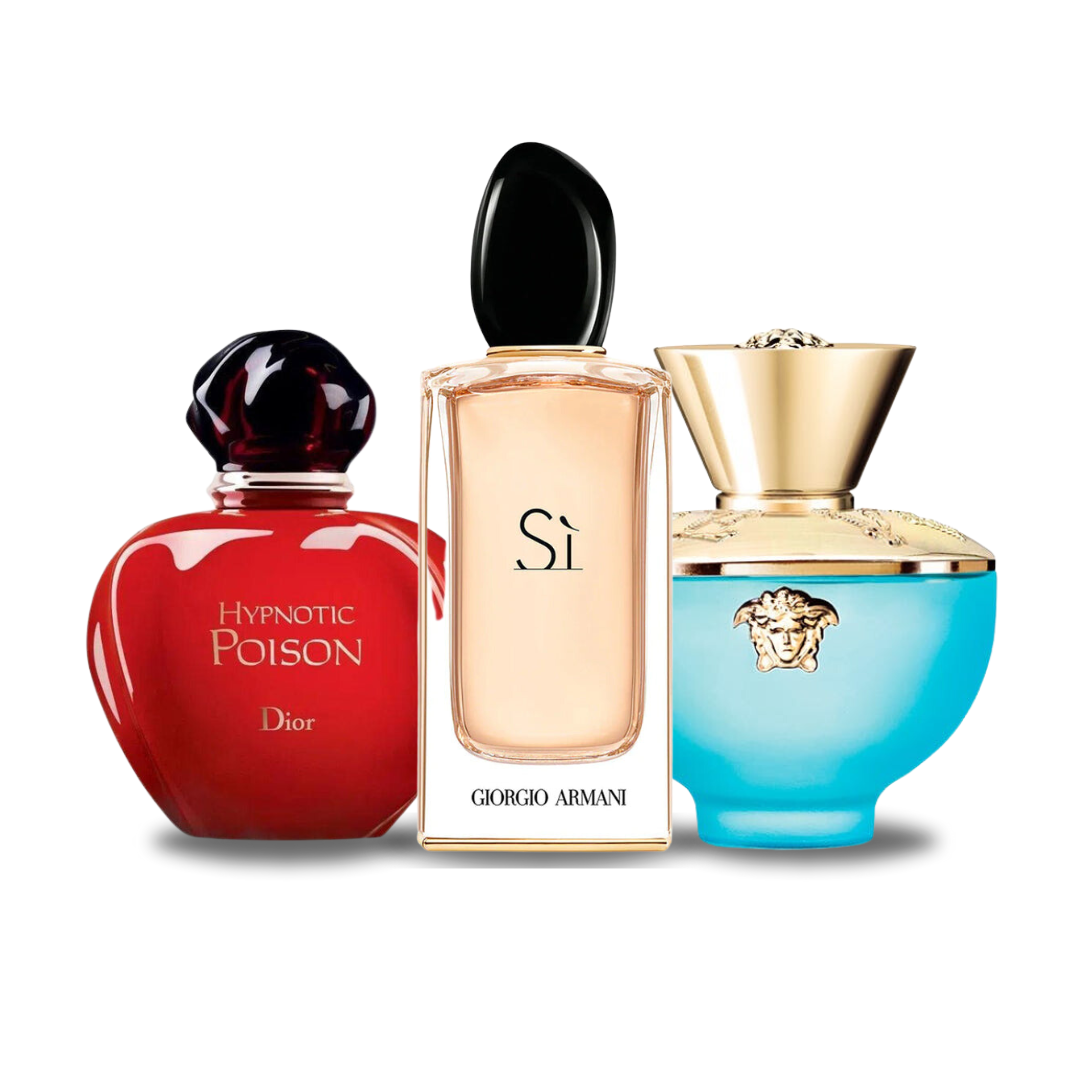 Box mit 3 Parfums: Dior HYPNOTIC POISON, Giorgio Armani SÌ & Versace DYLAN TURQUOISE 100 ml