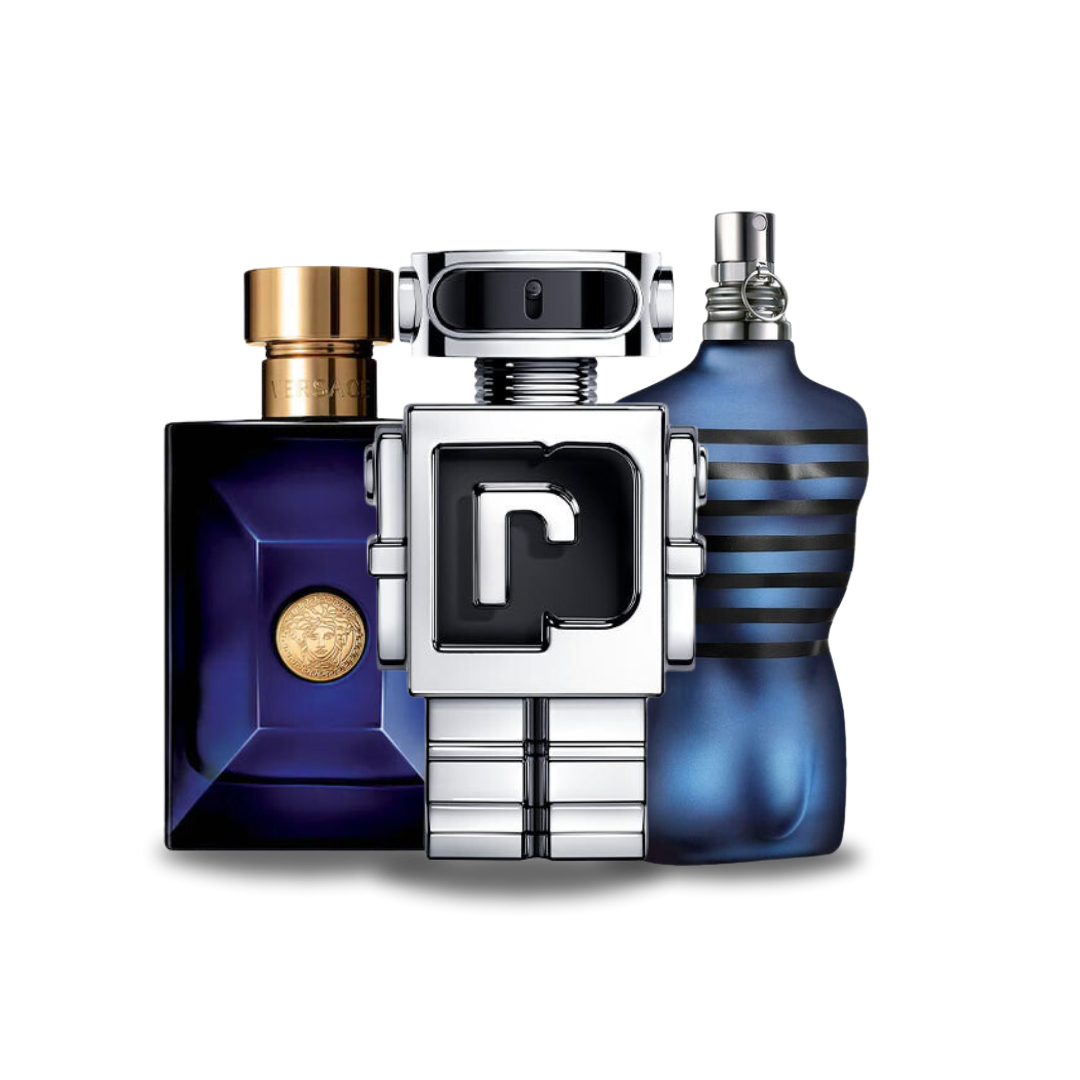 Box mit 3 Parfums: Versace DYLAN BLUE, Paco Rabanne PHANTOM & Jean Paul Gaultier ULTRA MALE 100 ml